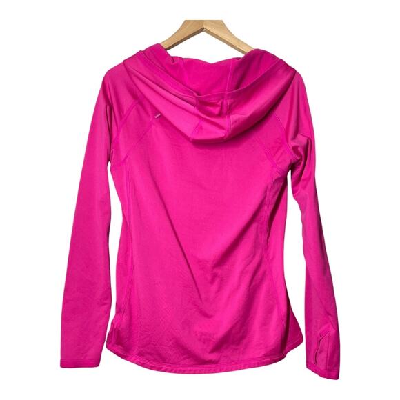 Athleta Neon Pink Plushtec Long Sleeve Pullover Running Hooded Small - Picture 2 of 6
